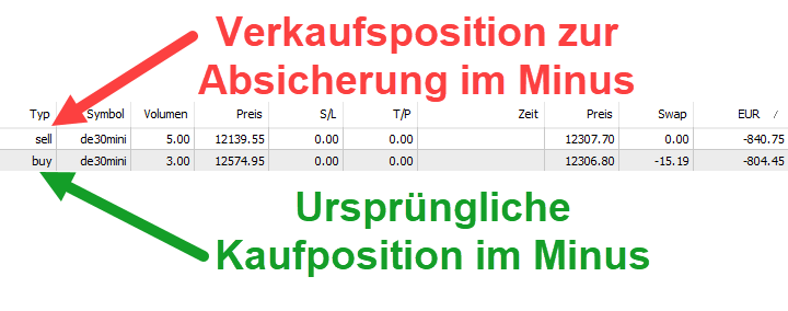 Hedging Beispiel zur Verlustvermeidung