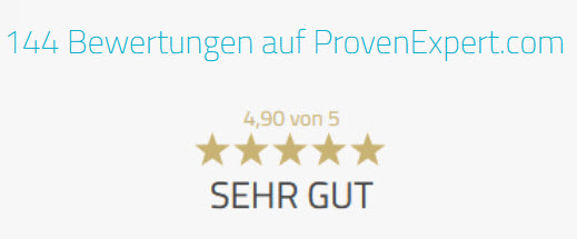 "Sehr gut" Urteil der Bewertungen von ProvenExpert